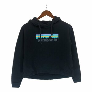 SALE///// patagonia パタゴニア ロゴ フーディー パーカー アウトドア ブラック (メンズ M) 中古 古着 P4896