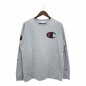 Champion チャンピオン 長袖Ｔシャツ トップス カジュアル ロゴプリント 袖プリント グレー (メンズ XL) 中古 古着 P6430