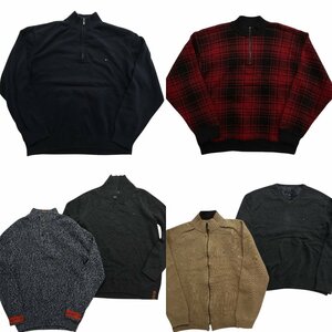 古着卸 まとめ売り トミーヒルフィガー セーター 6枚セット (メンズ XL /2XL ) 無地 ジップアップ Vネック KN24 MR4010 1円スタート