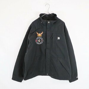 Carhartt カーハート ナイロン ワークジャケット ワークウェア 作業着 ワッペン 刺繍 ブラック ( メンズ XL ) 中古 古着 N5097