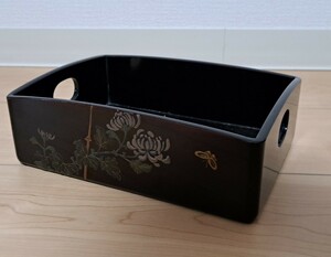 莨盆 蒔絵 菊 蝶の図 漆器 煙草盆 茶道具 骨董 古美術 アンティーク