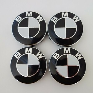 BMW センターキャップ 56mm ブラック ホワイト 防止フィルム付き 4個セット 新品未使用 送料無料