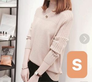 レディース　S トップス　ベージュ　茶系　ハイネックセーター　セーター　ハイネック　春服　ニット　韓国　トップス　新品　春先　暖か