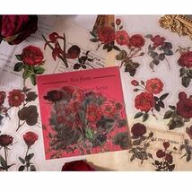 お花のPETシール♪フラワーステッカー　赤色　レッド　バラ　４０枚入り　フレークシール_画像3