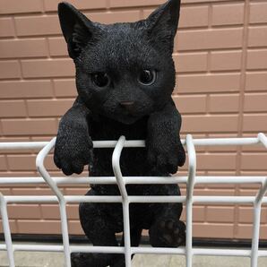 リアルでかわいい猫の置物♪ ハンギングキャット ぶらさがり猫 黒猫の画像3
