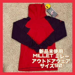 MILLET 長袖 ハイネック フリース サイズ90 裏起毛 レッド 防寒