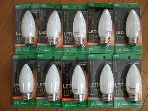 同梱可■10個 新品 ヤザワ LED電球 C36シャンデリア形 ホワイトタイプ 10W形相当 電球色 口金E26 LDC1LG36WH 照明 LEDライト