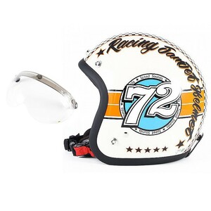 72JAM ジェットヘルメット&シールドセット SPEED SOUND - アイボリー フリーサイズ:57-60cm未満 +開閉式シールド APS-01 JJ-04