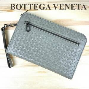 ボッテガヴェネタ BOTTEGA VENETA クラッチバッグ セカンドバッグ イントレチャート グレー