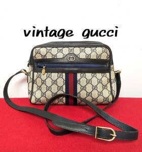 美品 極上！Gucci シェリーライン ショルダーバッグ ネイビーオールドグッチ