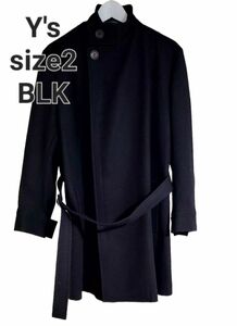 Y's ワイズWool ウールロングコート size2 日本製Colorブラック