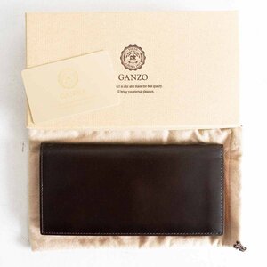 【未使用品】GANZO 【CORDOVAN (コードバン) 通しマチ長財布】ダークブラウン ウォレット 財布 2401032