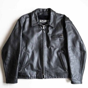 【美品/ビッグサイズ】SCHOTT【643/シングルライダースジャケット】48 ボアライナー付き 襟 レザー アメリカ製 ショット 2401044