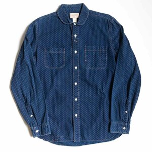 【極美品】RRL 【ポルカドット ショールカラー ワークシャツ 】M インディゴ ラルフローレン 2401394