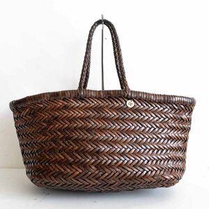 [ beautiful goods ]45R[ leather mesh tote bag ]45rpm Brown basket basket BAG 2401452