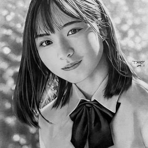 日向坂46 正源司陽子 No.4 手描きイラスト 鉛筆画 A4 美人画