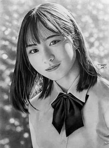 日向坂46 正源司陽子 No.4 手描きイラスト 鉛筆画 A4 美人画