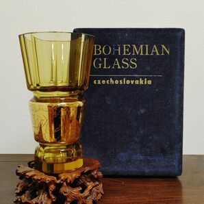 希少品 Bohemia ボヘミアクリスタル チェコスロバキア 花瓶 原箱付き 