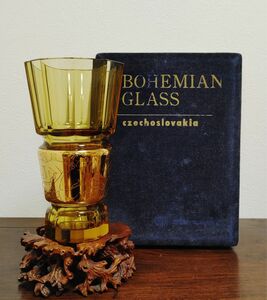 希少品 Bohemia ボヘミアクリスタル チェコスロバキア 花瓶 原箱付き 