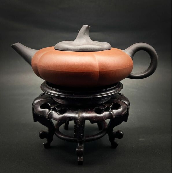 中国美術 煎茶道具 中国宜興 柿扁壺　紫砂壺