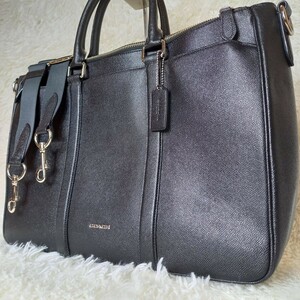 1円～【未使用級■定価15万円】 COACH コーチ メトロポリタン ビジネスバッグ トート ショルダー メンズ レザー ブラック ブリーフケース