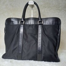 1円【希少モデル】Paul smith ポールスミス トート ビジネスバッグ メンズ A4 肩掛け ショルダーナイロン レザー ブラック ブリーフケース _画像3