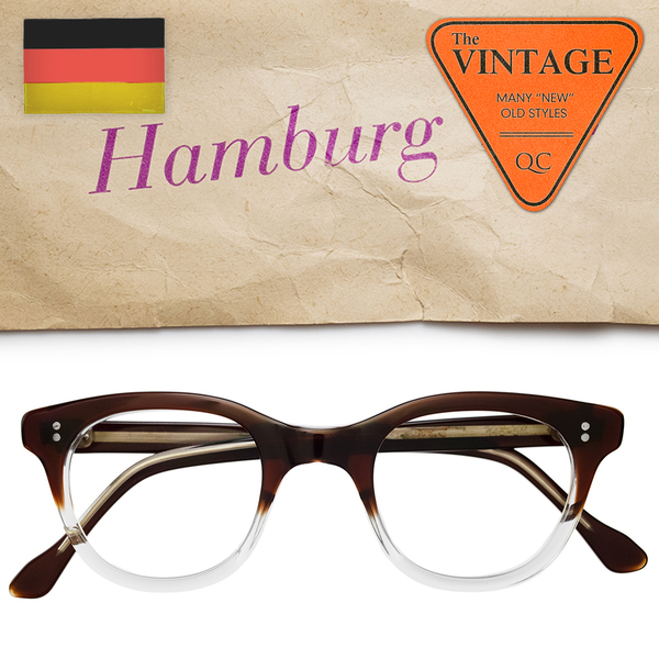 未使用デッド 60's ヨーロッパ ヴィンテージ ドイツ 46-24 ウェリントン 眼鏡 赤茶 ブラウンフェイド クリア サングラス アーネル系 74