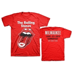 H744■ ザ・ローリングストーンズ 2015年 Zip Code 未開封 Tシャツ 赤 XLサイズ　ミルウォーキー　The Rolling Stones