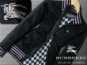 希少L！傑作！ラインアクセント　トラックジャケット　ナイト刺繍入　D.NAVY▼バーバリーブラックレーベル BURBERRY BLACK LABEL