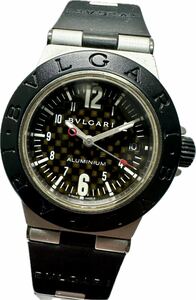 1円〜 Y BVLGARI ブルガリ アルミニウム AL29TA カーボンダイヤル レディース クォーツ デイト アンティーク 時計 92099985