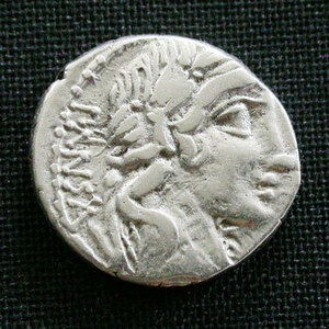 OC古代ローマ 共和政 銀貨デナリウス 90BC VF!! 