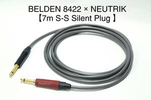 BELDEN 8422 × NEUTRIK【7m S-S サイレントプラグ仕様】送料無料　シールド　ケーブル　ギター　ベース　ベルデン　ノイトリック