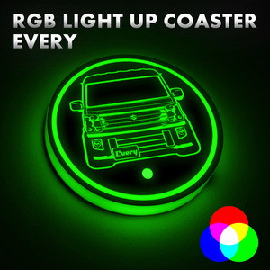 エブリイ 7色 自動発光 RGB LEDコースター 丸型 USB充電(印刷)