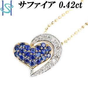 Синее сапфировое ожерелье 0,42CT Diamond K18YG WG Heart Multi 2way обратимая бесплатная доставка красота используется SH103076