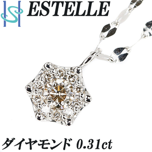 エステール ブラウンダイヤモンド ネックレス Pt900 Pt850 六角形 ヘキサゴン ブランド ESTELLE 送料無料 美品 中古 SH103060