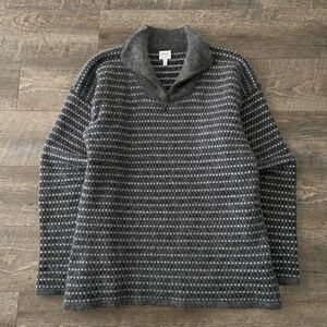 大きいサイズ52 美品 アルマーニコレツィオーニ ARMANI 上質モヘア ヴァージンウール 総柄 ハーフジップ ニット セーター XL メンズ 正規品