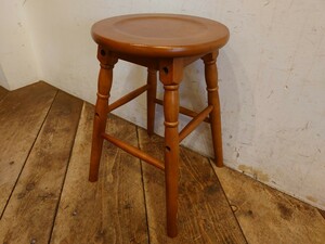 hommage オマージュ Low Stool アンティーク調 木製 丸スツール S-483/レトロ ディスプレイ 店舗什器 丸イス 花台 置き台 サイドテーブル