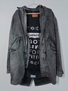 LEVI’S × PATTA フィッシュテイルフードジャケット M(日本M相当) リーバイス パタ ブラック フーディ デニム ウォッシュ加工