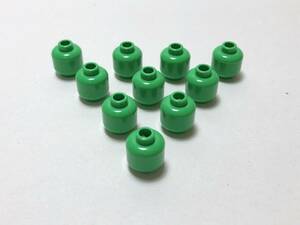 【新品未使用】レゴ　LEGO　ヘッド　プレーン　無地　ブライトグリーン　10個