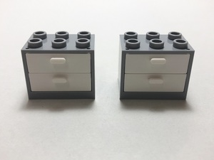【新品未使用】レゴ　LEGO　チェスト　タンス　箪笥　引き出し　収納　2個　グレー　ホワイト