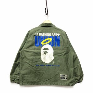 A BATHING APE アベイシングエイプ ×UNION 加工 コーチジャケット カーキ サイズS 正規品 / 33169