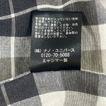 NANO UNIVERSE ナノユニバース リネン混 チェックシャツ 長袖シャツ 黒×白 サイズL 正規品 / B4399_画像9