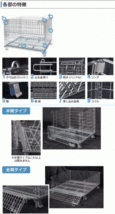 メッシュパレット サンキンパレット キャスター付 SC-2S 扉:全開 運搬車 軽量で強度抜群 折畳み可 電気亜鉛メッキ 荷重500Kg_画像2