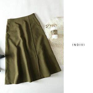 インディヴィ INDIVI☆洗える ボタンデザインロングスカート 38サイズ☆N-H 0697