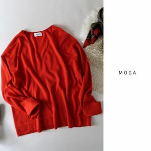 超美品☆モガ MOGA☆毛100％ 袖スリット オーバーサイズ Vネックニット 2サイズ☆A-O 0727