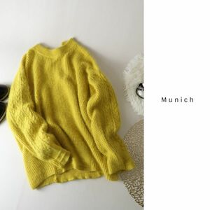 2.3万☆ミューニック Munich☆アンゴラワッフルニットクルーネックプルオーバー OSサイズ☆N-H 0424