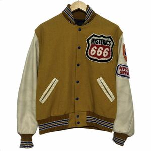 【 HYSTERIC GLAMOUR 】 初期 アメリカ 製 デコ ワッペン スタジャン 42 レザー 牛革 666 マスタード イエロー ヒステリックグラマー usa