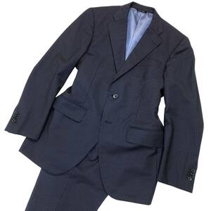 REDA 麻布テーラー 背抜 azabu tailor セットアップ シングル スーツ ネイビー ストライプ ジャケット 48 L スラックス パンツ 85 2ボタン