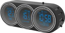 カシムラ クロック・サーモ・ボルトメーター 電波時計と車内外温度、車両電圧を同時に表示 ブルー/ホワイト文字発光 NAK-208_画像1
