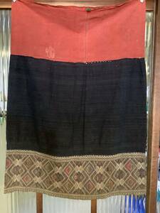 アンティーク　ミャンマー古布スカート　手織り　民族衣装
